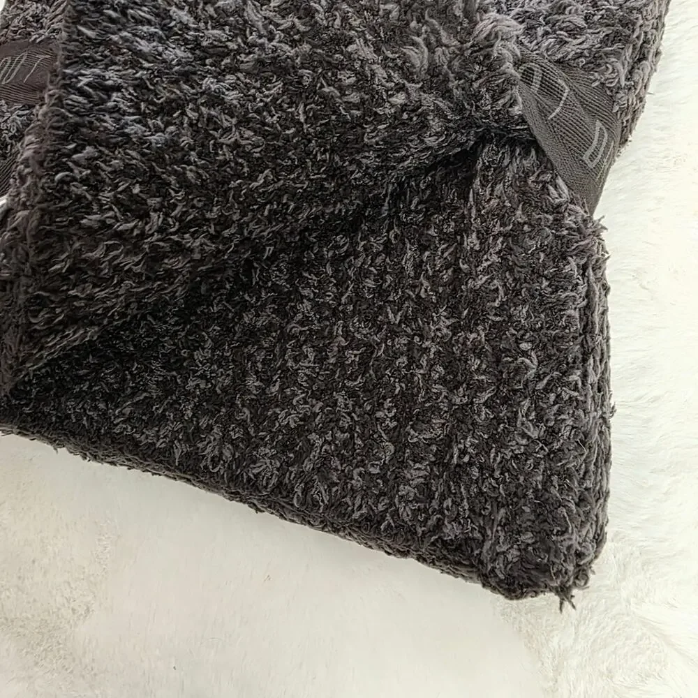 Barefoot Dreams CozyChic Pom Pom Beanie & Oversized Scarf Set Expresso Cocoa NWT
